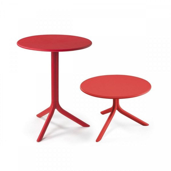 Table d'extérieur ronde Spritz rouge pour meubler le patio