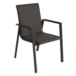 Chaise d'extérieur noire aluminium textilène séchage rapide